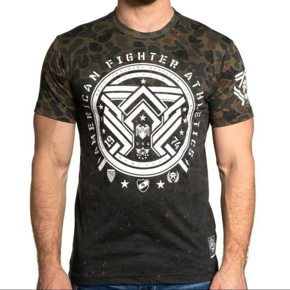 AMERICAN FIGHTER Men's T-shirt BRADDOCK Athletic CAMO Green - Picture 6 of 11